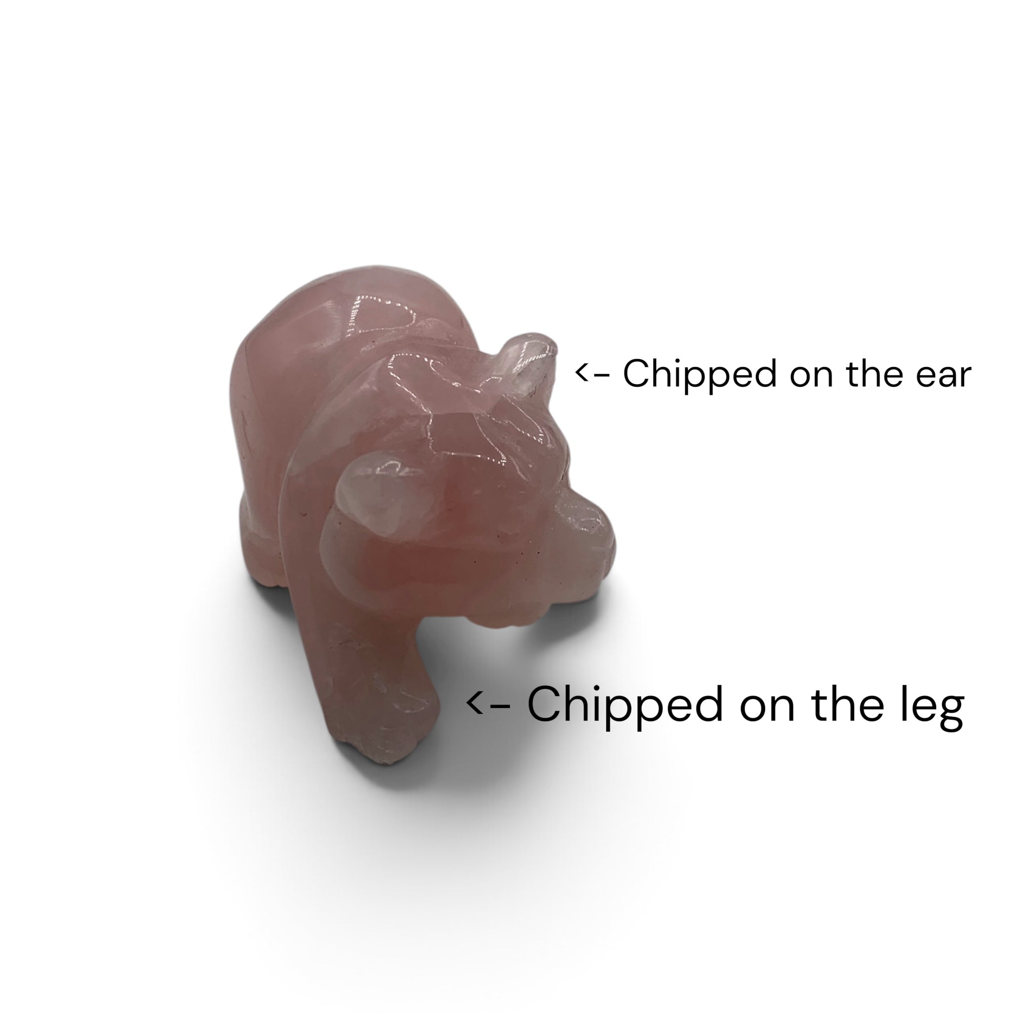 Rose Quartz Bear CHIPPED SALE $30